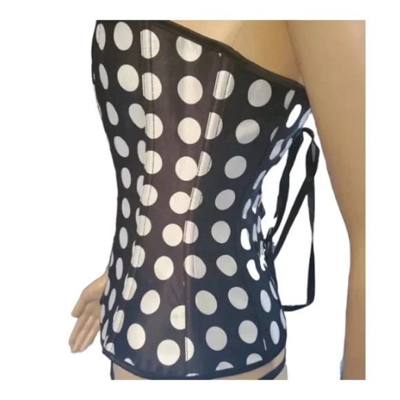 Black with White Polka Dot Corset - Picture 3 of 8